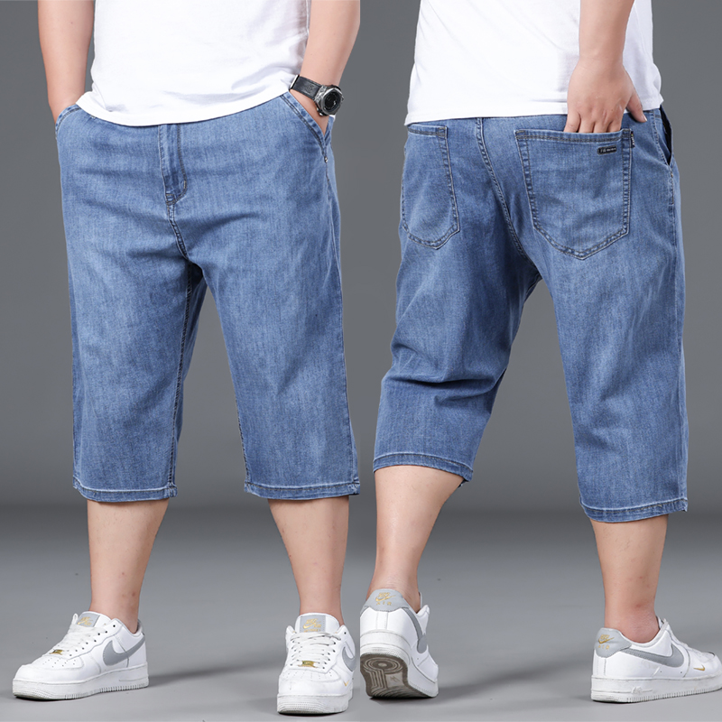 デニムパンツメンズ 七分丈ゆったりデニムハーフパンツ