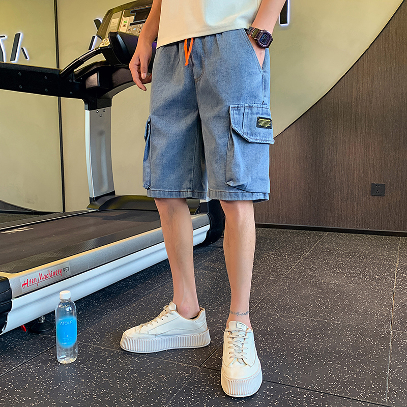 デニムパンツカメンズ カーゴ アクティブカーゴデニムハーフパンツ