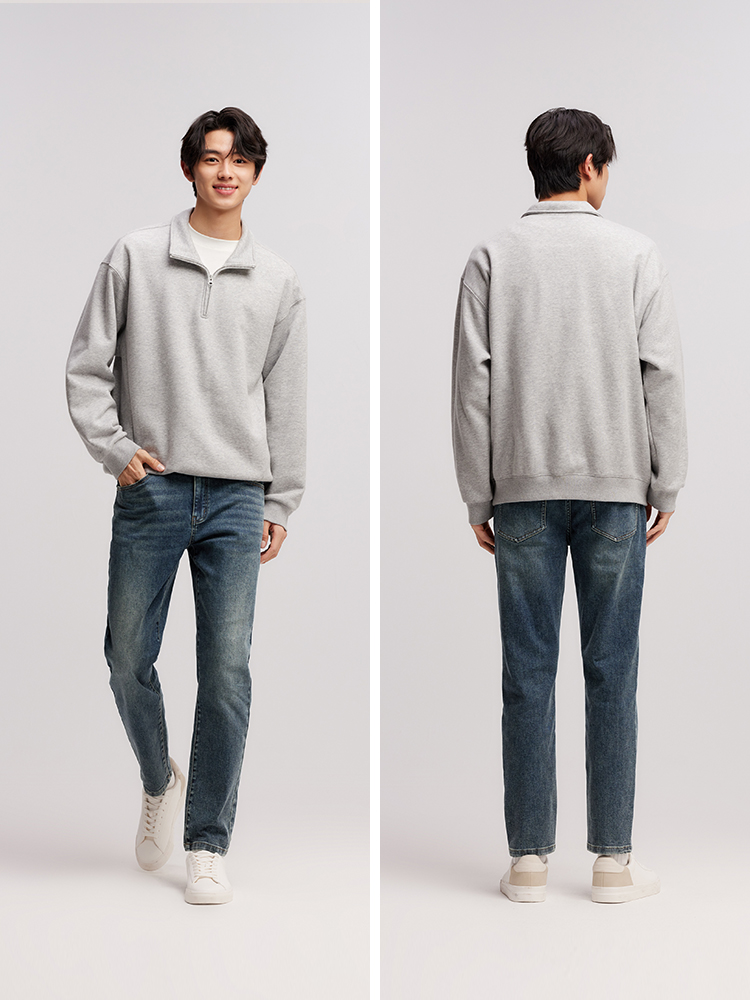 デニムパンツメンズ ヴィンテージ加工細身デニムパンツ