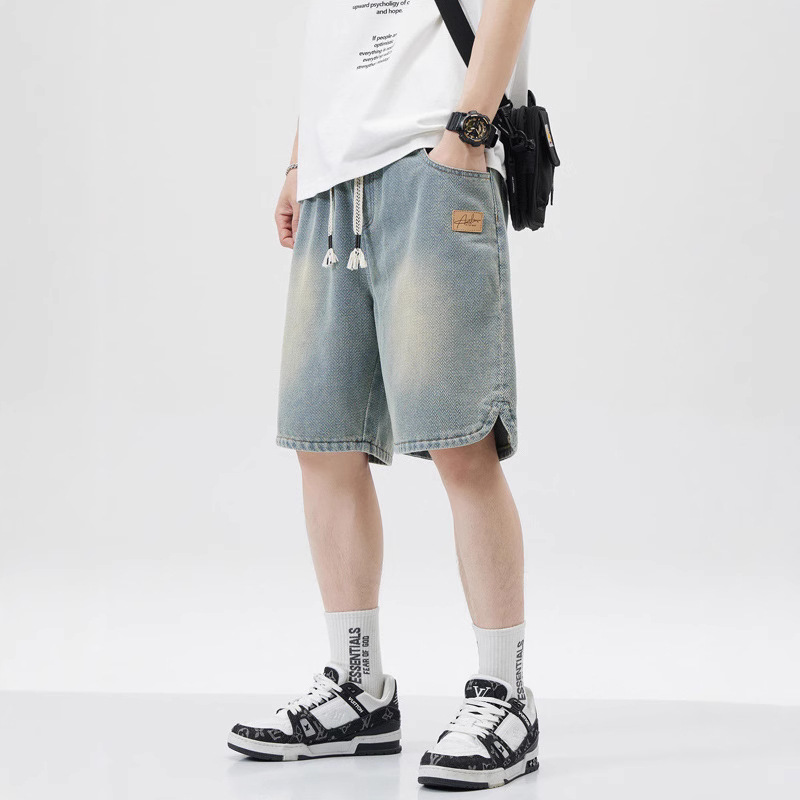 デニムパンツメンズ バギー リラックスデニムハーフパンツ