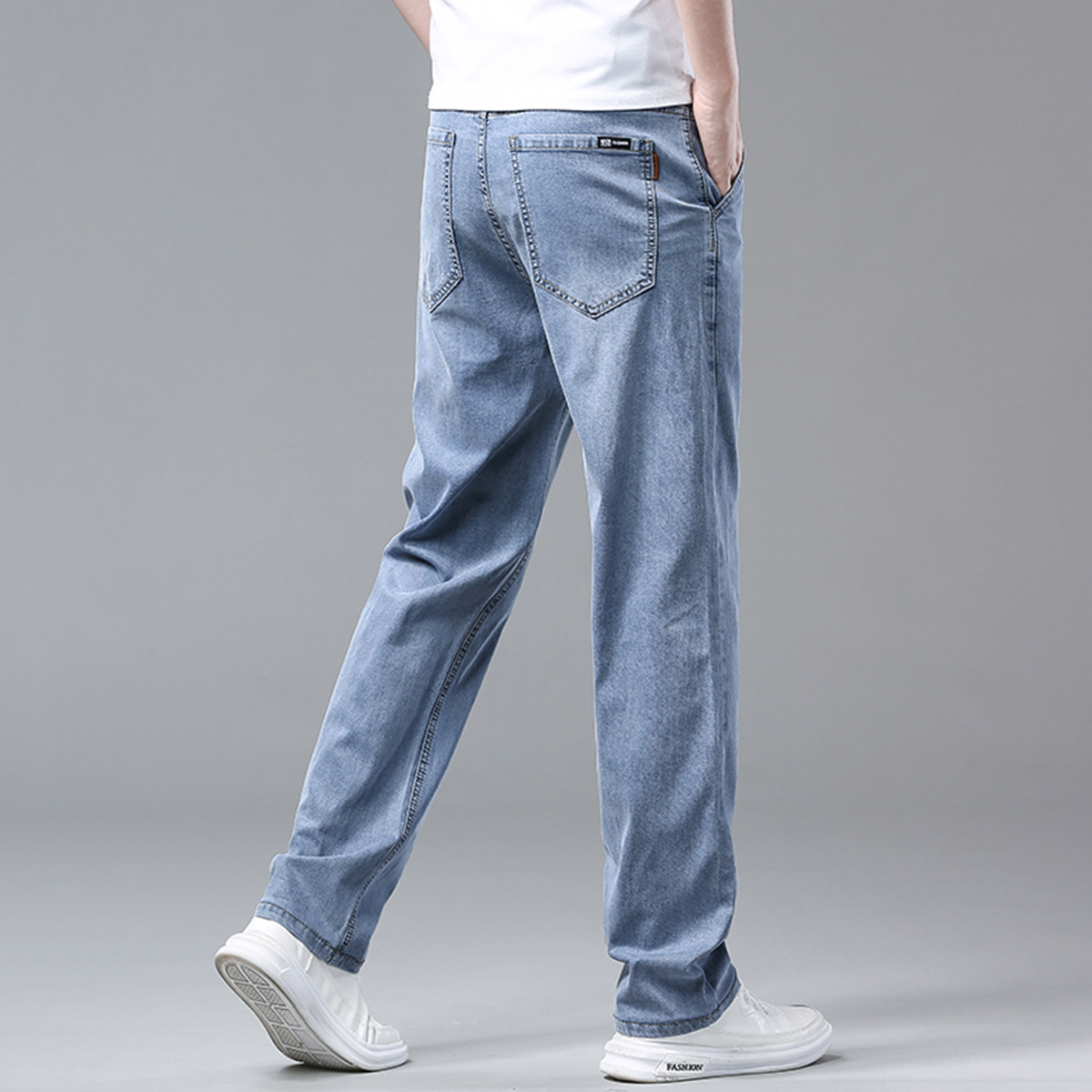 デニムパンツメンズ 快適ストレッチ加工ストレートデニムパンツ