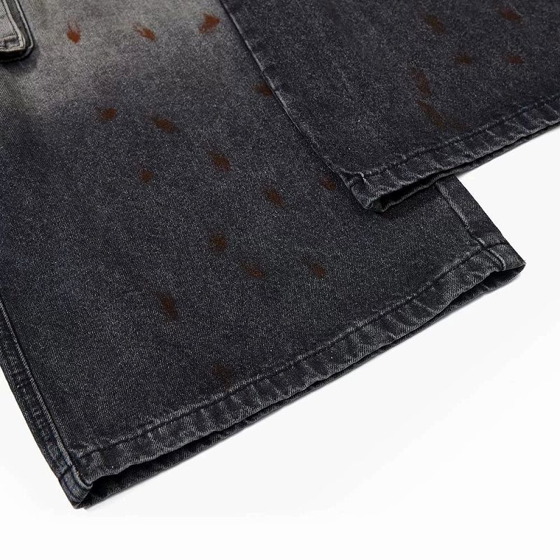 メンズデニムパンツ ダメージ加工カーゴデニムパンツ ワイド メンズ