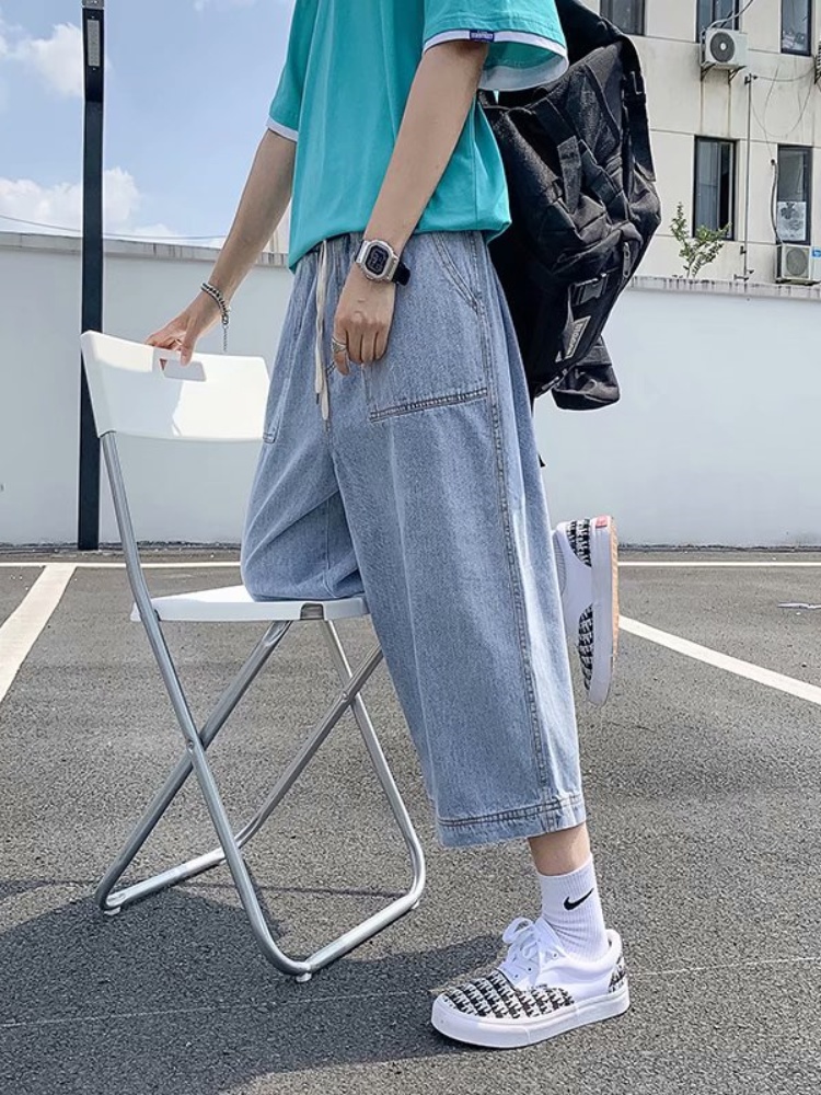 デニムパンツメンズ カーゴ ゆったりワイドデニムカーゴパンツ