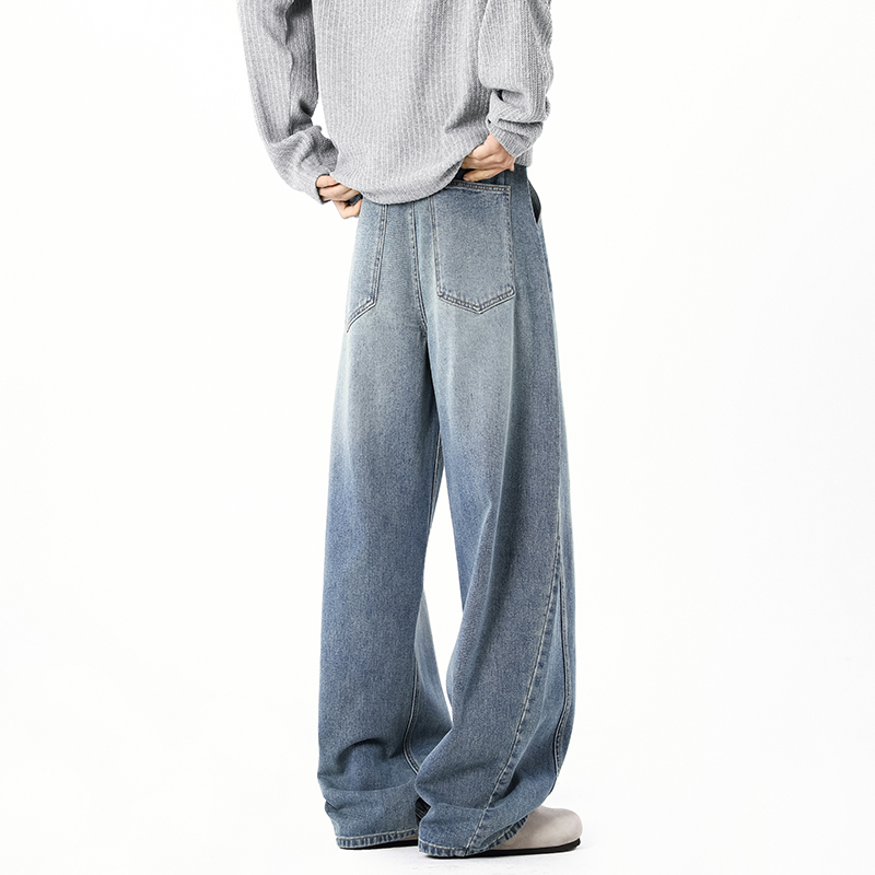 デニムパンツメンズ ゆったりストレート ワイドシルエット デニムパンツ