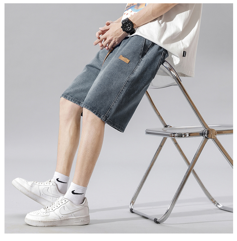 デニムパンツメンズ ゆったりハーフデニムショーツ
