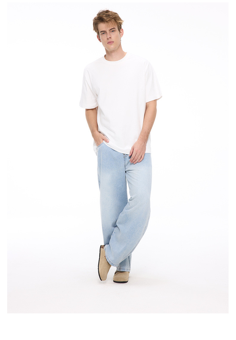 メンズデニムパンツ ワイドデニムパンツ 男女兼用 ストリート系 春夏