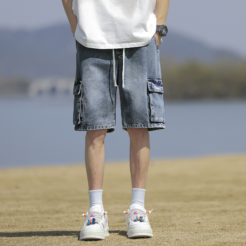 デニムパンツメンズ カーゴ ストリートカーゴデニムハーフパンツ