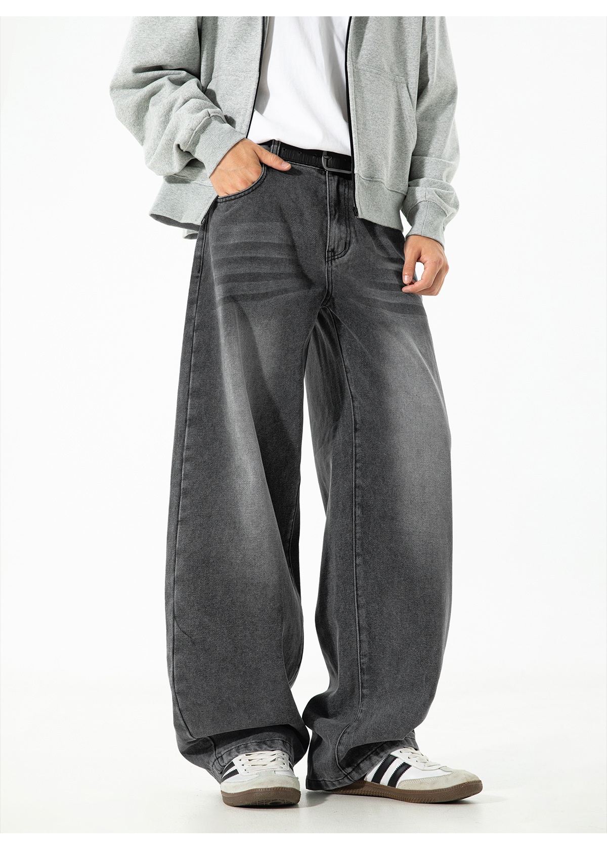 メンズデニムパンツ 復古風ワイドシルエット 全5色