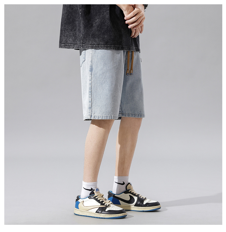 デニムパンツメンズ ゆったりハーフデニムショーツ