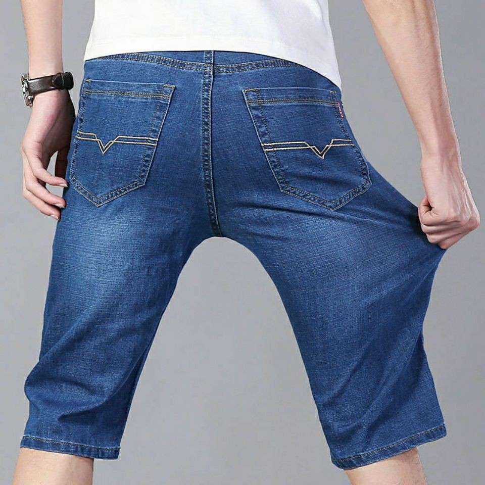 デニムパンツメンズ ストレッチ 伸縮自在ハーフデニム