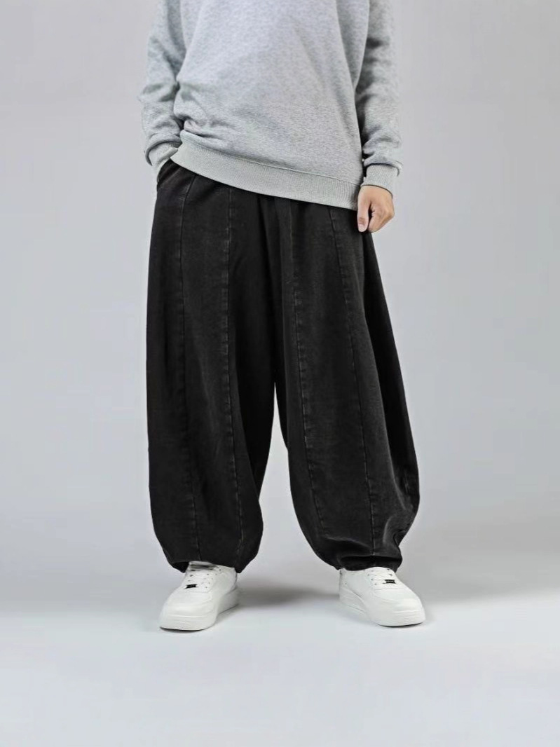 メンズデニムパンツ ゆったり丸みシルエット デニムバルーンパンツ