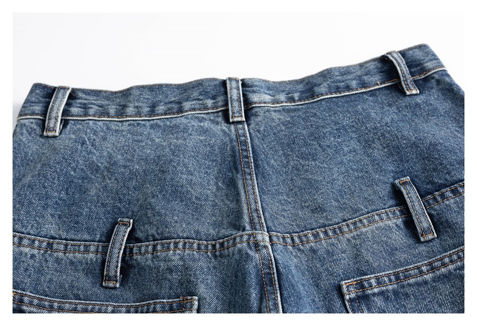 メンズデニムパンツ メンズワイドデニムパンツ ストリート系ゆったりボトムス