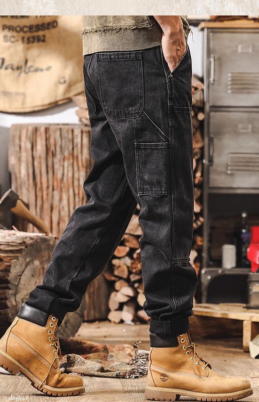 メンズデニムパンツ メンズ ワーク風デニム カーゴパンツ 春秋新作