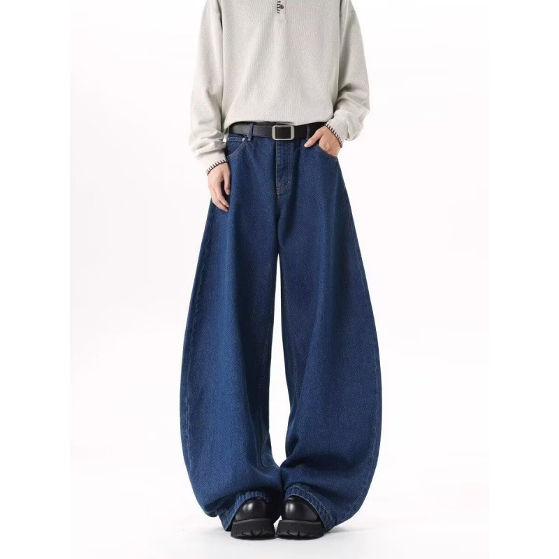 メンズデニムパンツ ゆったり丸みシルエット極太バルーンデニム
