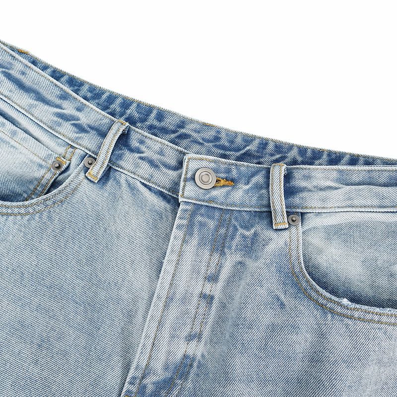 メンズデニムパンツ メンズ ダメージ加工 デニムパンツ ワイド ストリート系