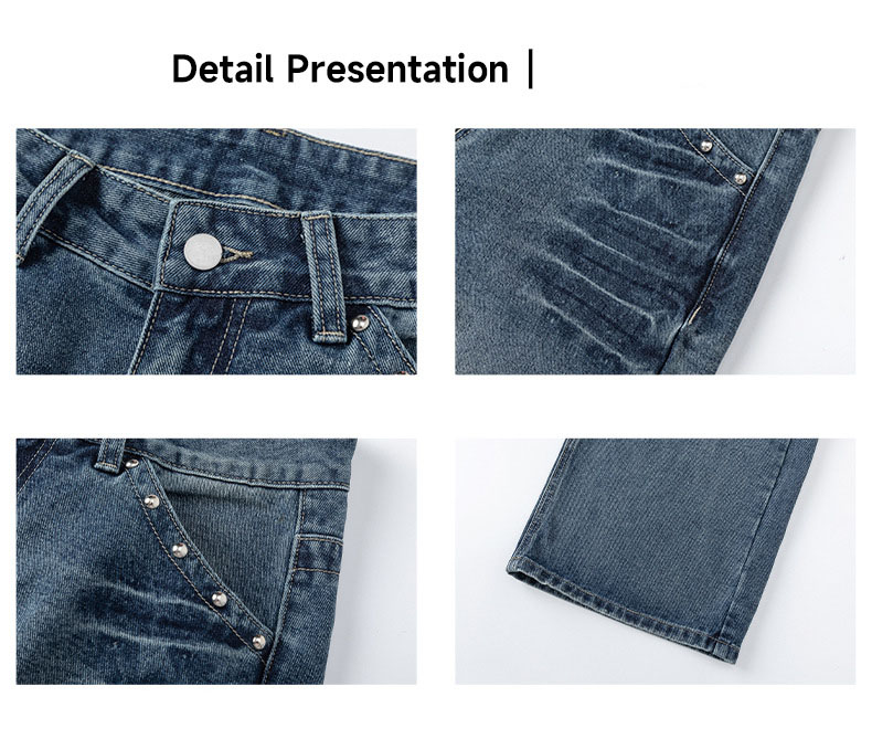 メンズデニムパンツ ウォッシュ加工 ワイドストレート 全2色