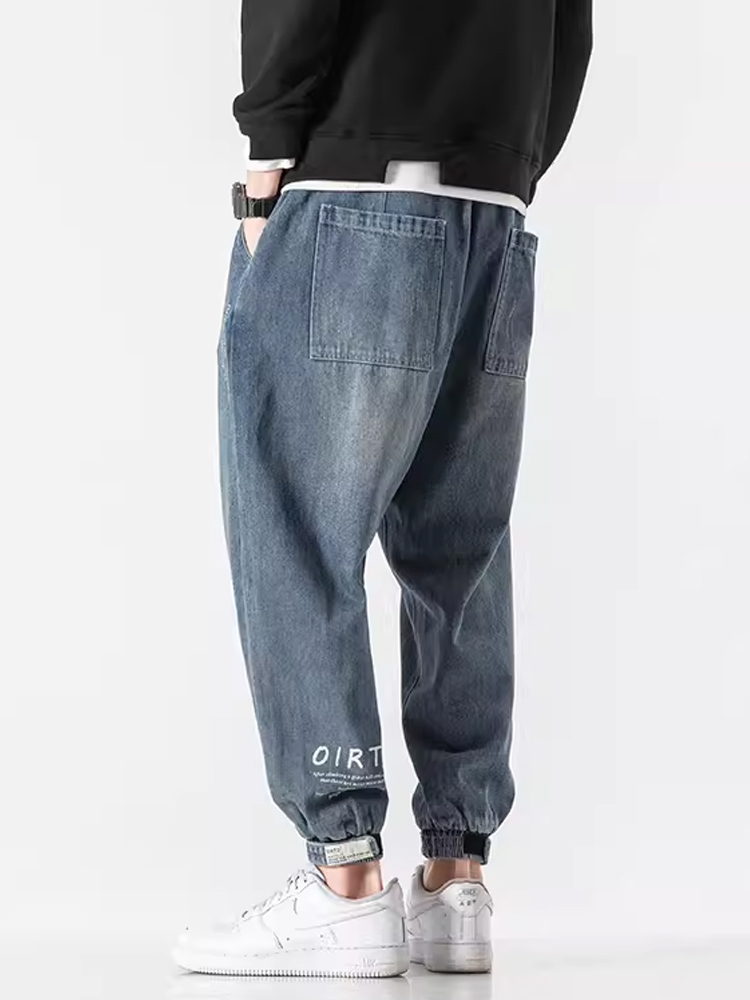 デニムパンツメンズ テーパード ゆったり裾絞りデニム