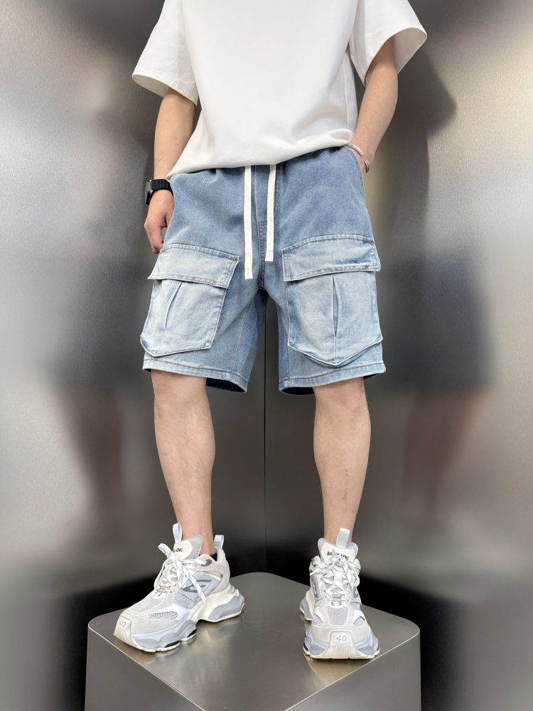 デニムパンツメンズ カーゴ ゆったり履き心地カーゴデニムハーフ