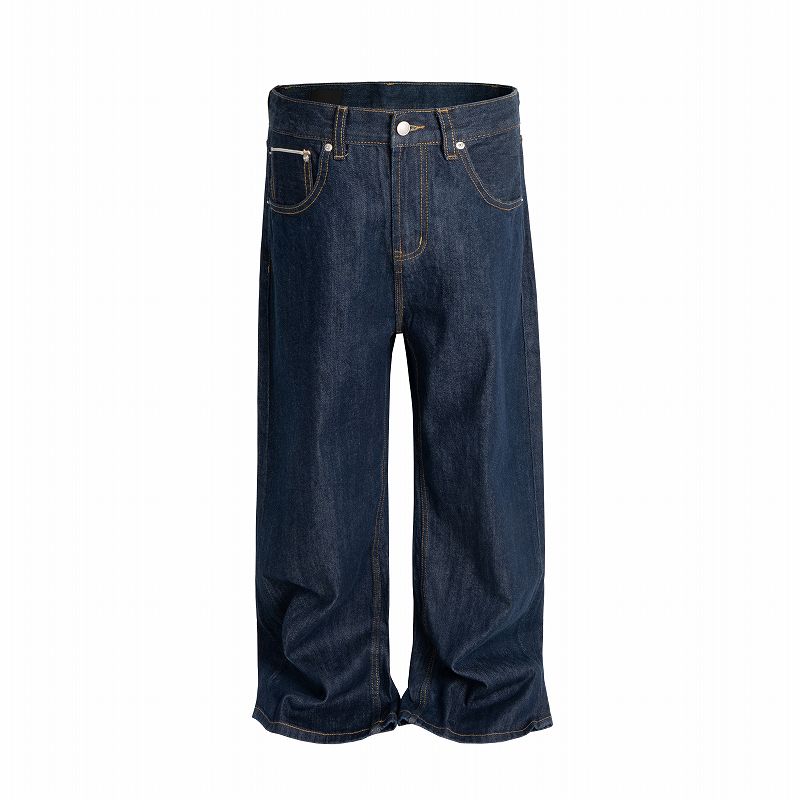 メンズデニムパンツ メンズ ワイドストレート デニム パンツ 秋冬新作