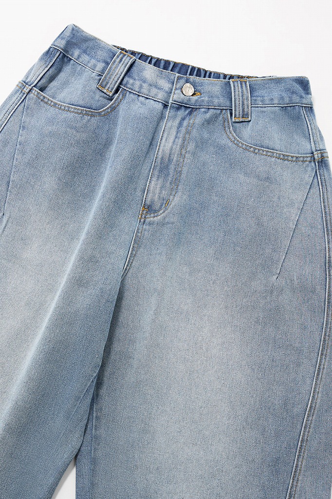 メンズデニムパンツ メンズ秋新作ワイドレッグデニムワークパンツ復古加工