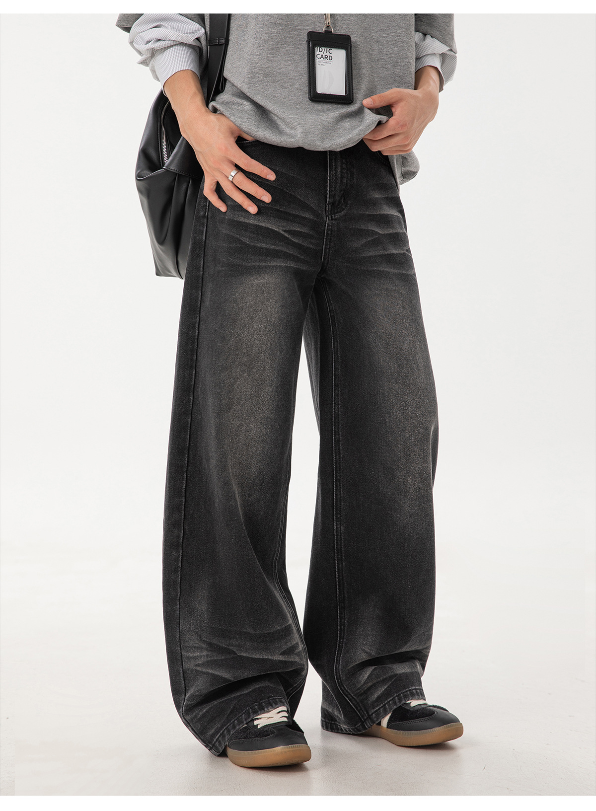 メンズデニムパンツ 秋新作 ヴィンテージ風ウォッシュド ワイドストレート全2色