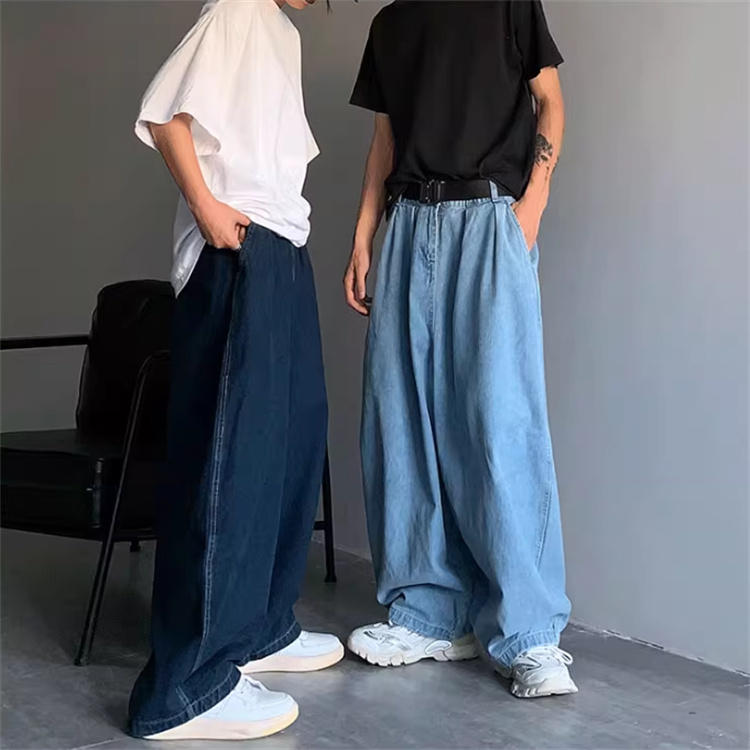 デニムパンツメンズ ゆったりワイドデニムパンツ四季対応男女兼用
