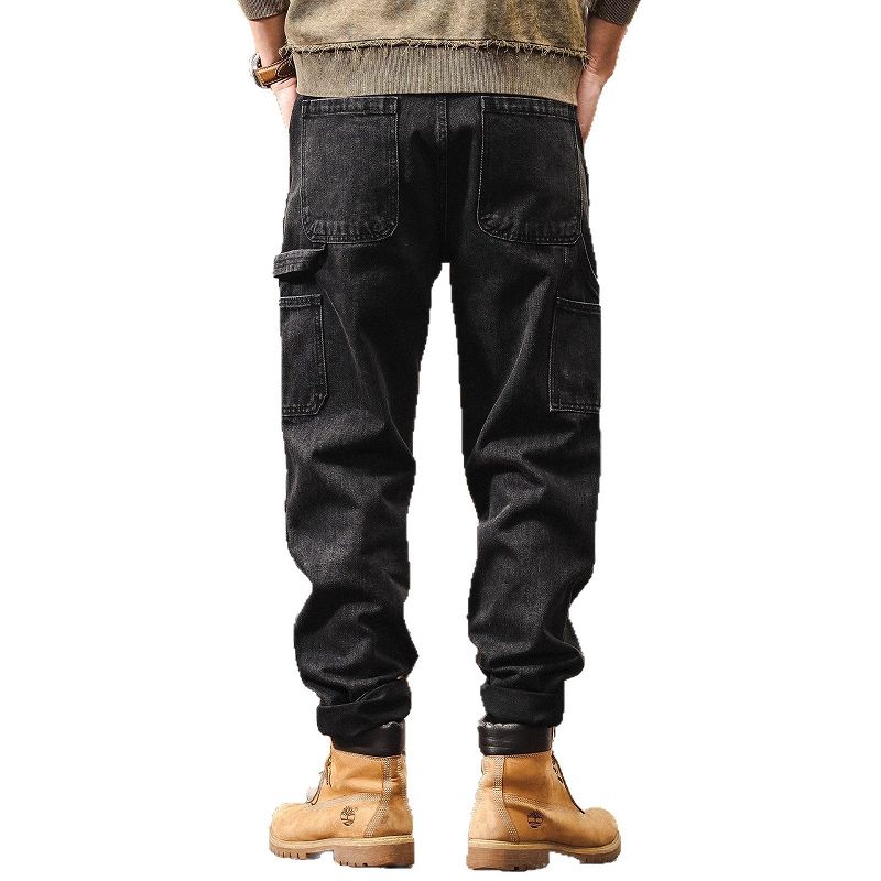 メンズデニムパンツ メンズ ワーク風デニム カーゴパンツ 春秋新作