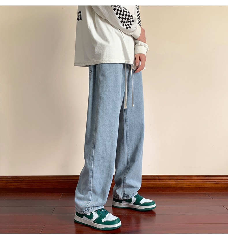 デニムパンツメンズ バギー ゆったり快適ドローコードデニム