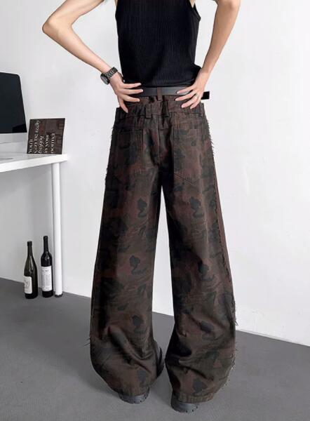 メンズデニムパンツ メンズ ワイド デニム ジーンズ ダメージ加工