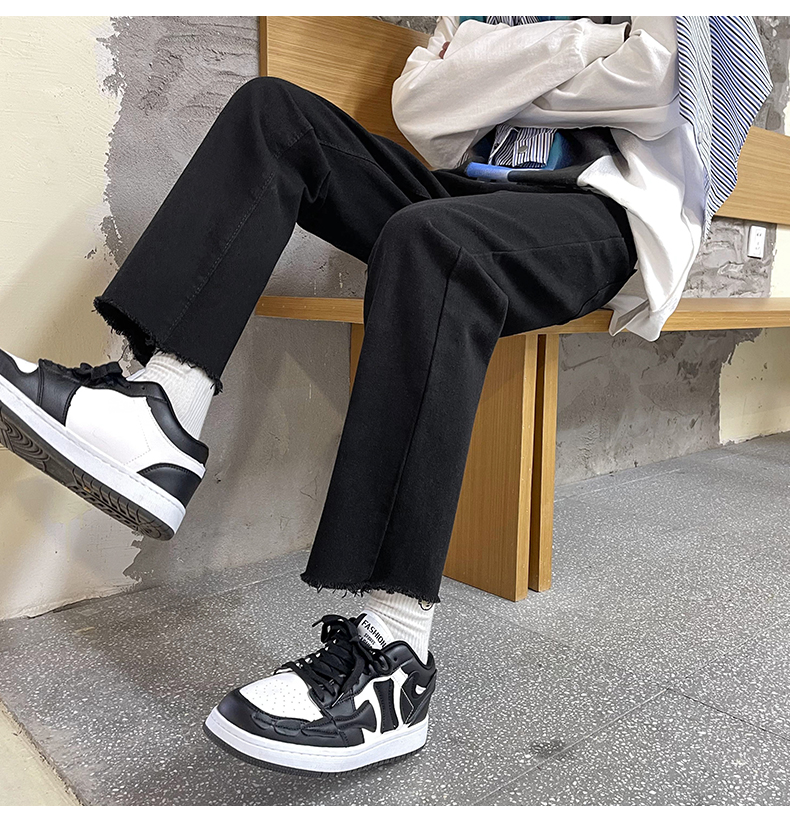 デニムパンツメンズ ストレッチ快適裾フリンジデニム