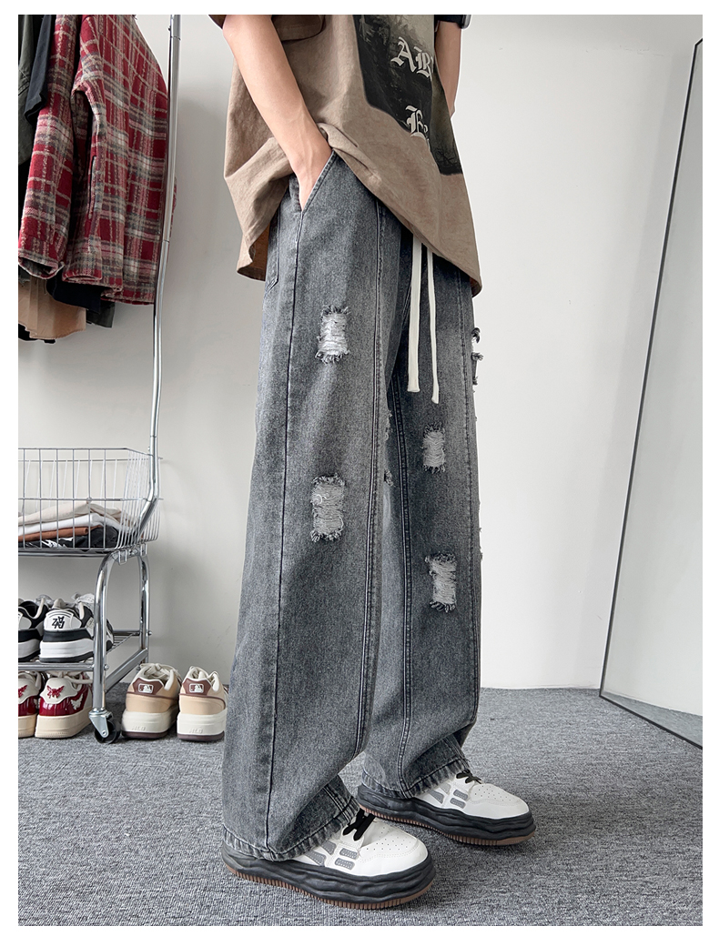 デニムパンツメンズ ダメージ ヴィンテージダメージワイドデニム