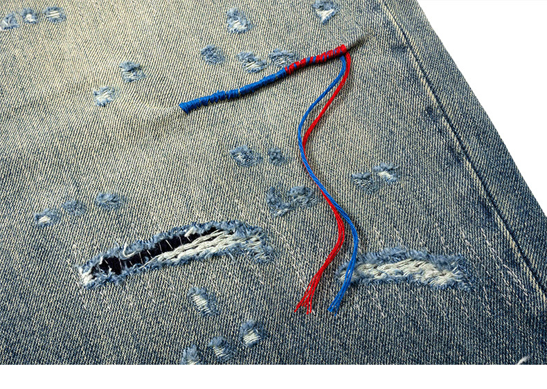 メンズデニムパンツ 男性用ダメージ加工ストリート風デニムパンツ