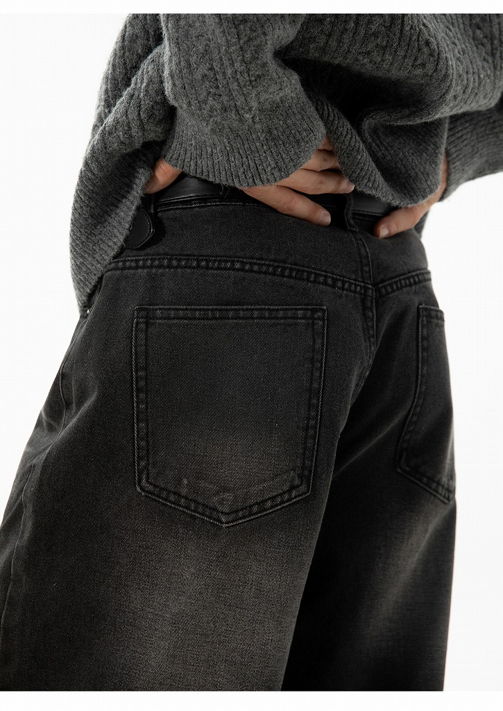 メンズデニムパンツ 秋冬ヴィンテージウォッシュワイド