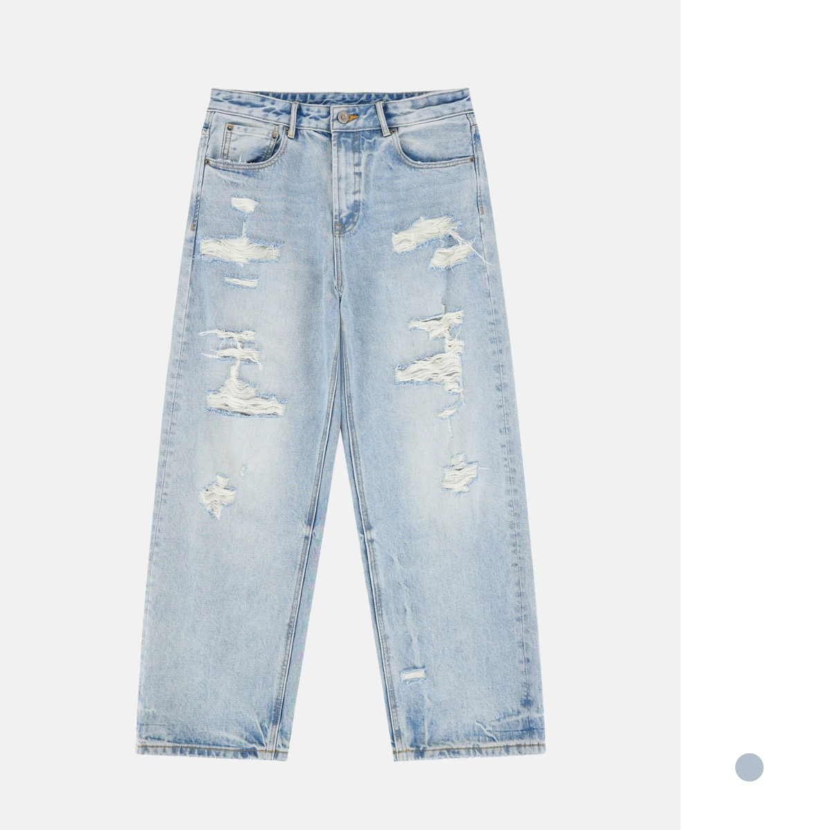 メンズデニムパンツ メンズ ダメージ加工 デニムパンツ ワイド ストリート系