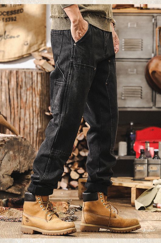 メンズデニムパンツ メンズ ワーク風デニム カーゴパンツ 春秋新作