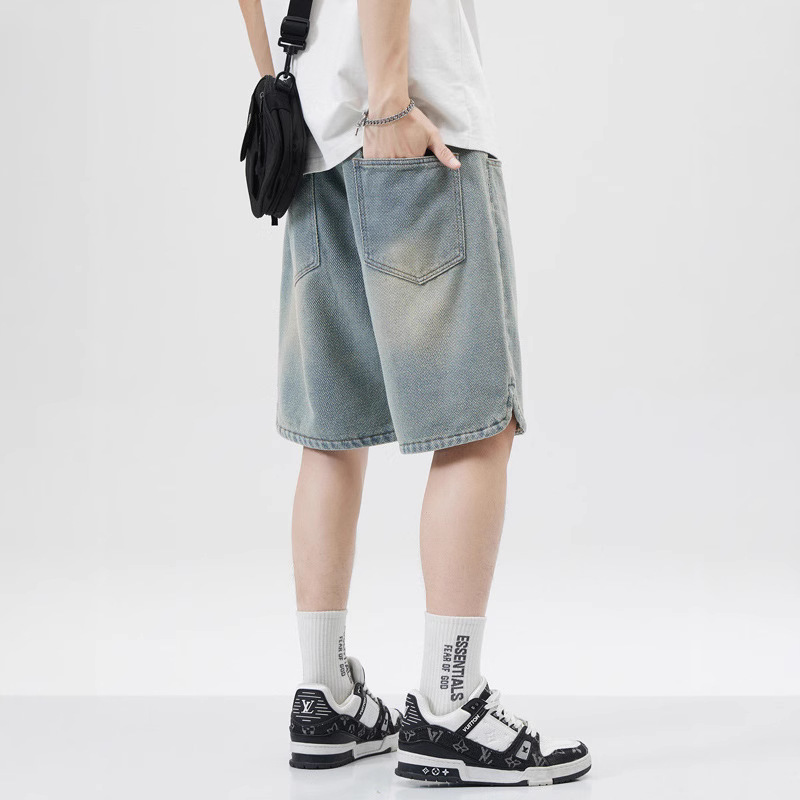 デニムパンツメンズ バギー リラックスデニムハーフパンツ