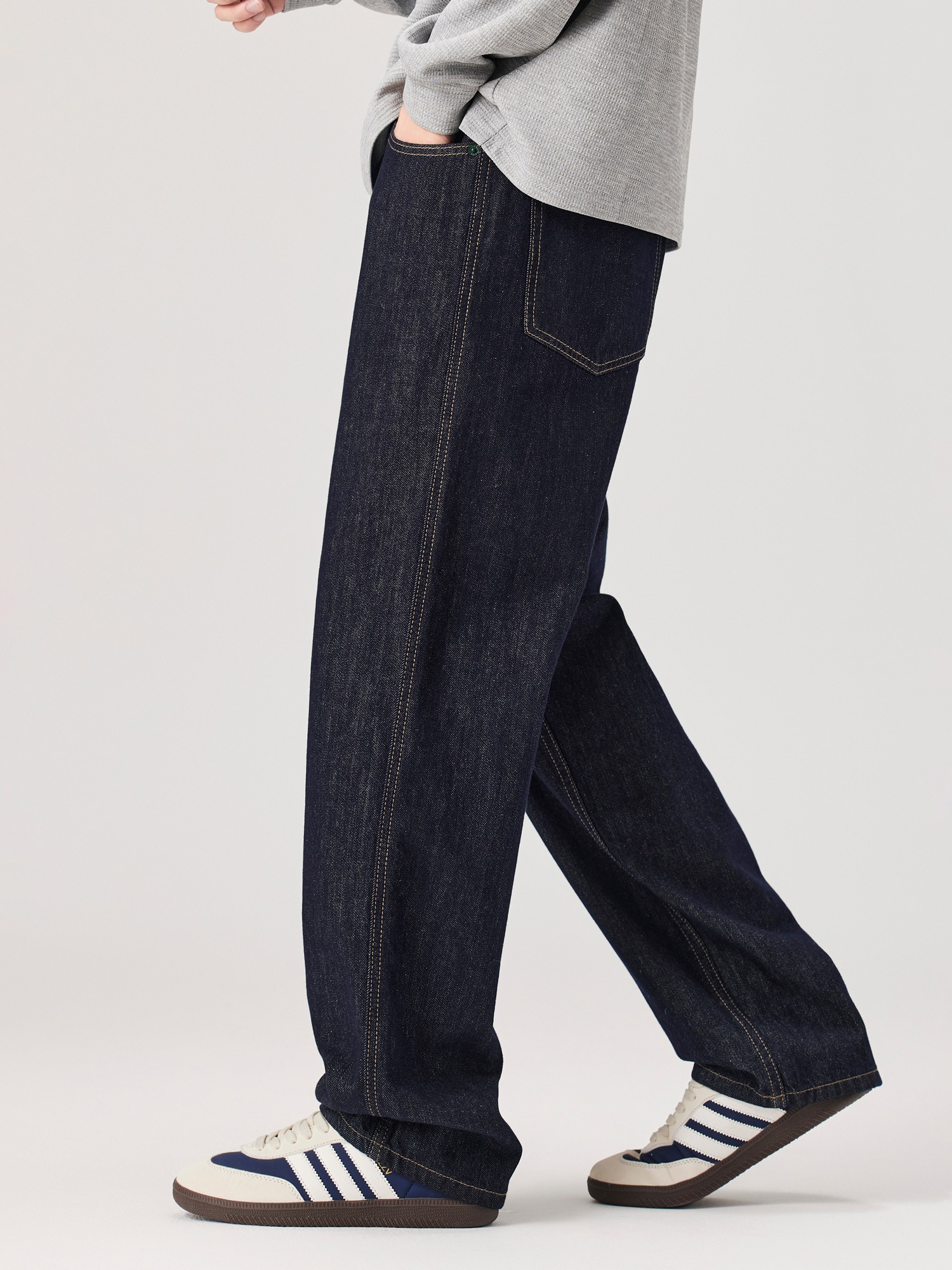 デニムパンツメンズ ゆったりシルエット ストレートデニムワイドパンツ