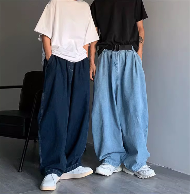デニムパンツメンズ ゆったりワイドデニムパンツ四季対応男女兼用