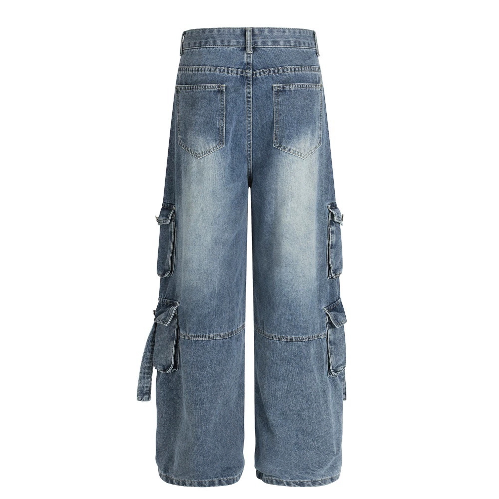 メンズデニムパンツ ダメージ加工カーゴ男女兼用全2色