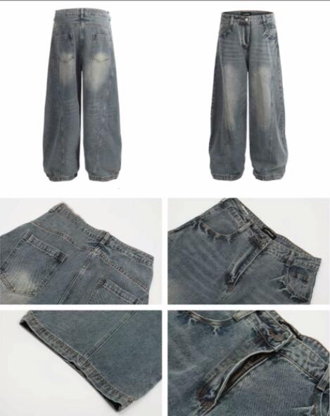 メンズデニムパンツ メンズ ワイド デニム パンツ ゆったり ジーンズ