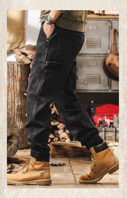 メンズデニムパンツ メンズ ワーク風デニム カーゴパンツ 春秋新作