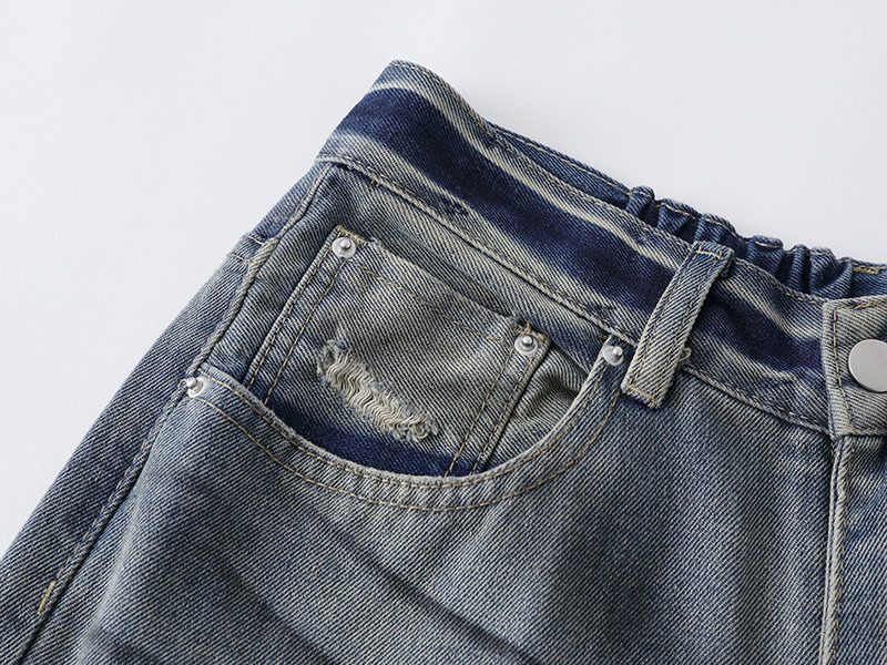 メンズデニムパンツ ビンテージ風ワイド 男女兼用ボトムス