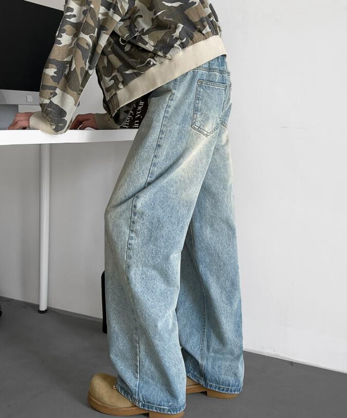 メンズデニムパンツ メンズ ワイドデニムパンツ ゆったりシルエット