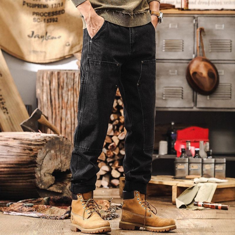 メンズデニムパンツ メンズ ワーク風デニム カーゴパンツ 春秋新作