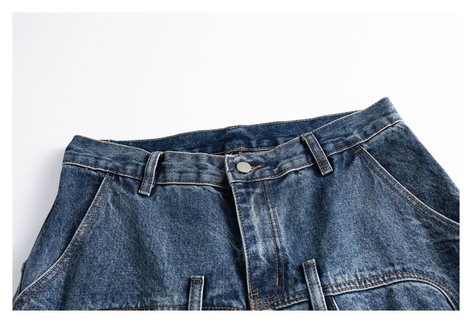 メンズデニムパンツ メンズワイドデニムパンツ ストリート系ゆったりボトムス