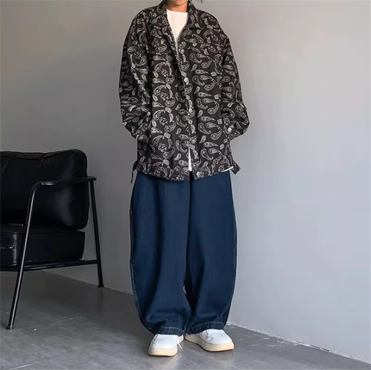 デニムパンツメンズ ゆったりワイドデニムパンツ四季対応男女兼用