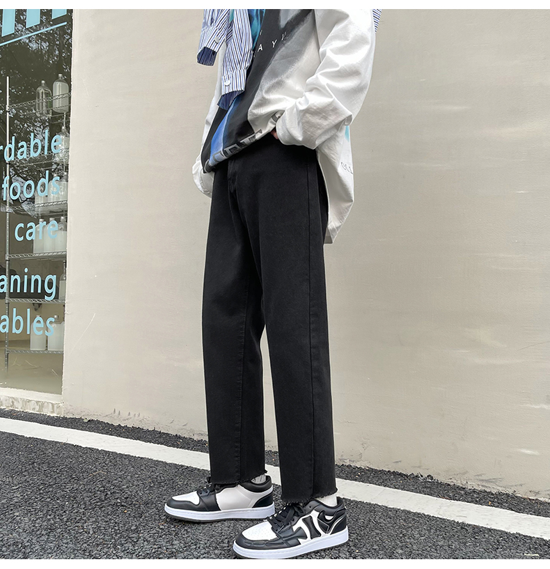 デニムパンツメンズ ストレッチ快適裾フリンジデニム