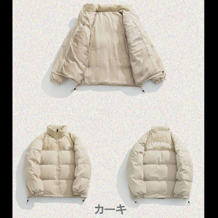 メンズダウン 刺繍デザイン 中綿ジャケット 男女兼用 秋冬防寒アウター
