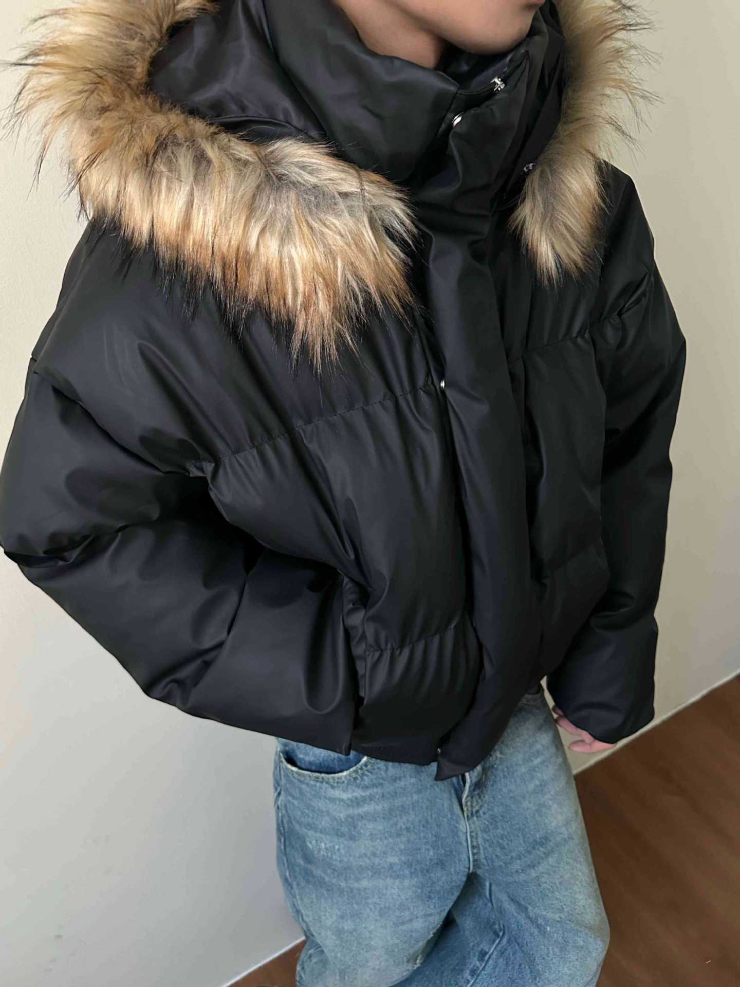 メンズダウン ファー付きフード 中綿ジャケット 秋冬用 取り外し可能 男女兼用