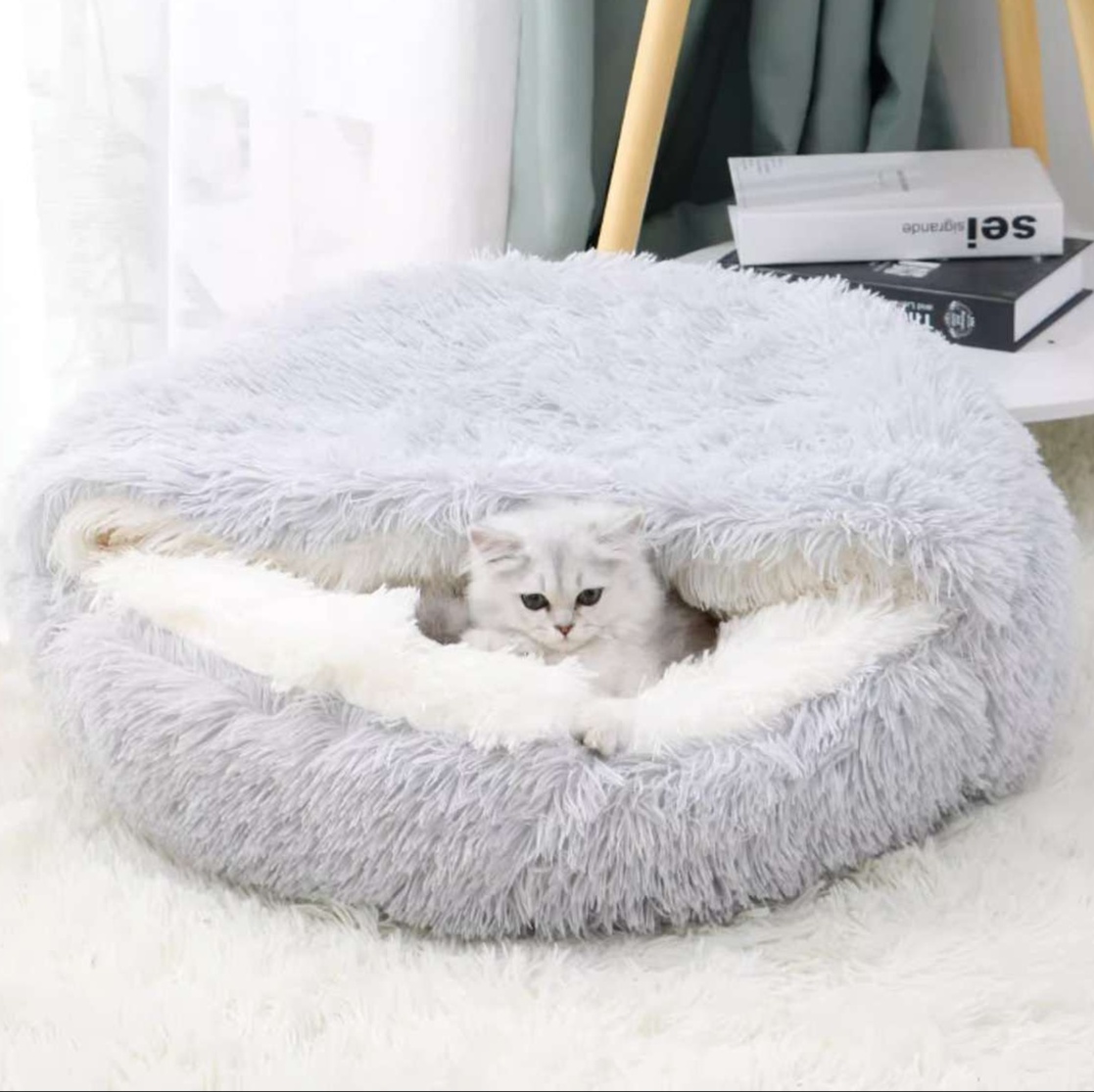 もこもこ猫ベッド ぬくぬく眠り